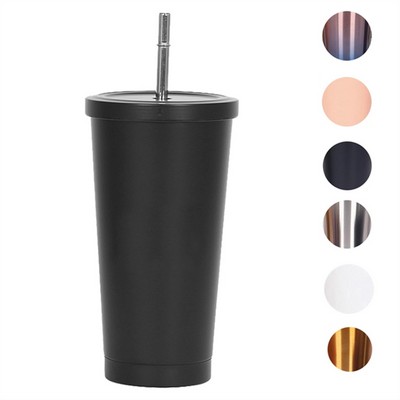 Stainless Steel Straw Thermos Cup