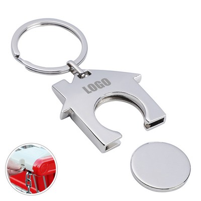 Alloy Shopping Trolley Locker Coin Keychain