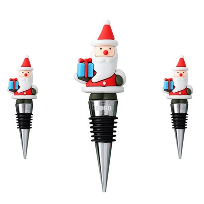 Durable Santa Claus PVC Gift Box Wine Cork Bottle Stopper