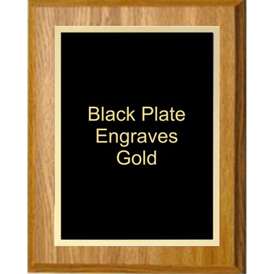 Oak Plaque 5" x 7" - Simplicity Plate Black/Gold 4" x 6" Plate