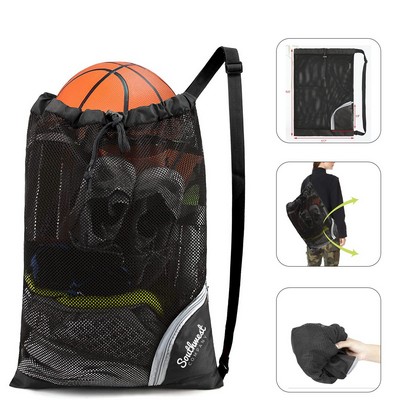 Mesh Zip Folding Drawstring Backpack