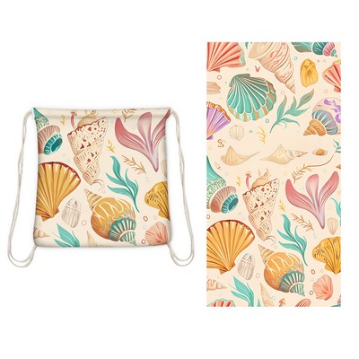 2 in 1 Drawstring Beach Towel Backpack 28 x 55 Inch