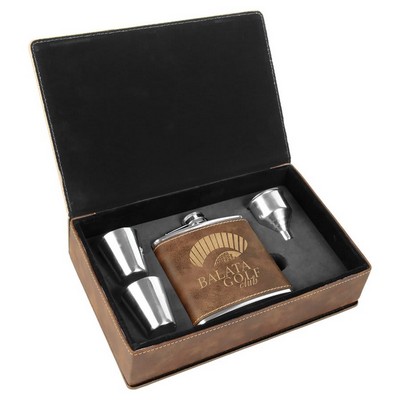 6 oz. Leatherette Flask Gift Set