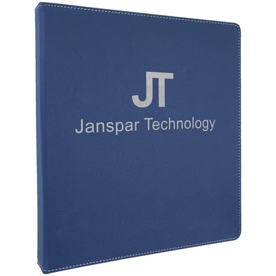 Blue/Silver Leatherette 3 Ring Binder with 1" Slant D Rings