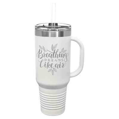 Polar Camel 40 oz. White Travel Mug w/Handle, Straw Included