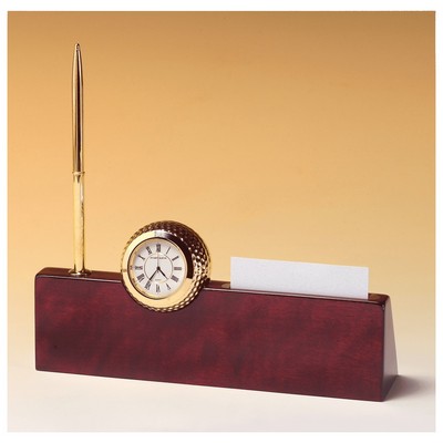 Golfball Clock on Business Card Holder w/Pen
