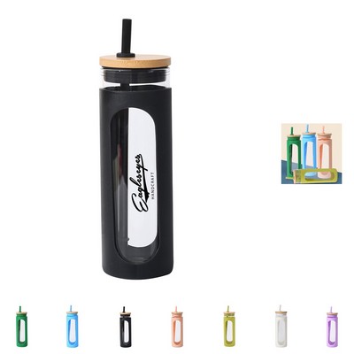 20oz Glass Water Tumbler with Straw and Lid