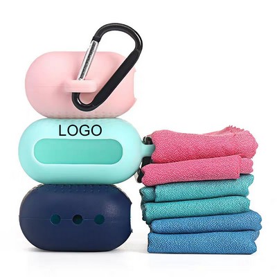 Portable Microfiber Cooling Towel with Silicone Case