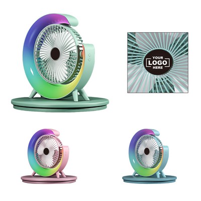Desktop Electric Fan with Colorful Lamp
