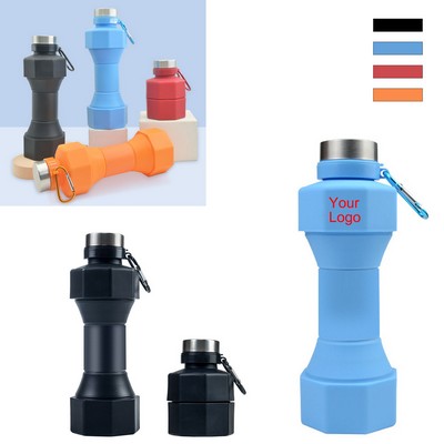 22 Oz. Collapsible Silicone Dumbbell Shaped Water Bottle