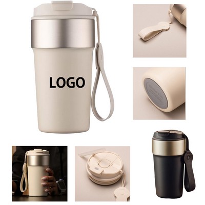 16.9 Oz Dual-Lid Car Thermos With Lanyard – Insulated & Leak-Proof