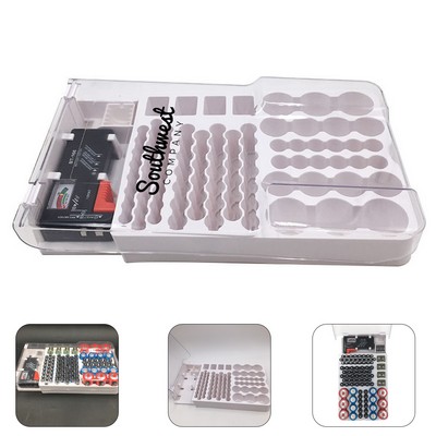 Battery Organizer Box with Tester