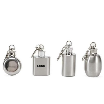 1Oz Stainless Steel Flask Bottle With Keychain