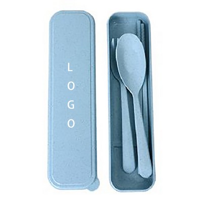 Wheat Straw Kids' Cutlery Set with Spoon Fork Chopsticks
