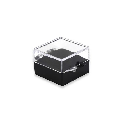 Plastic Hinged Pin Box with Black Velour Insert (1 1/8" x 1 1/8")