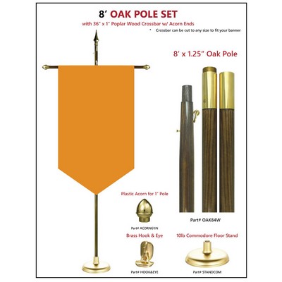 OAK FINISHED POLE KIT - Gonfalon / Graduation Banner