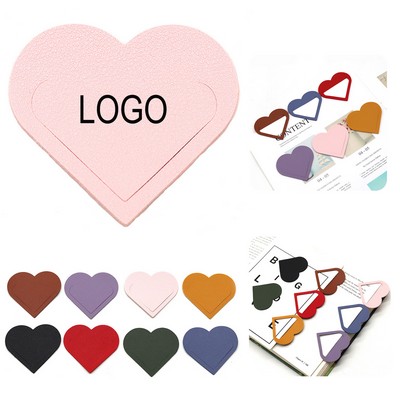 PU Leather Heart-Shaped Bookmark