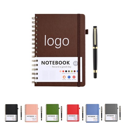 Hardcover A5 Spiral Journal with Pen