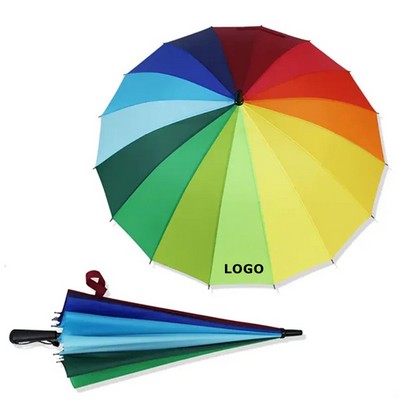 40" Fiberglass Auto-Open Rainbow Umbrella with 16 Ribs