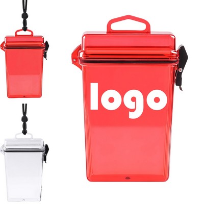 Waterproof Storage Container In Translucent with Lanyard