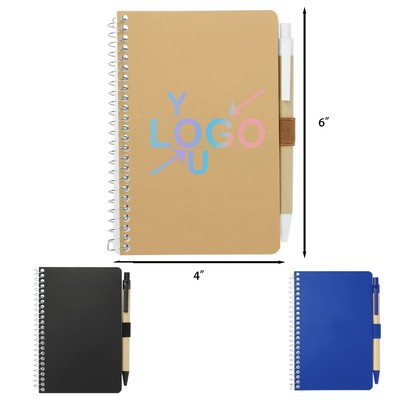 4 Inches x 6 Inches Pocket Spiral Notebook with Pen