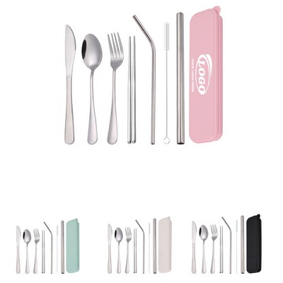 7-Piece Portable 304 Stainless Steel Cutlery Set with Case