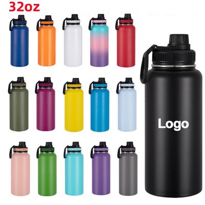 Portable 32oz Stainless Steel Vacuum Insulated Sports Water Cup Space Bottle