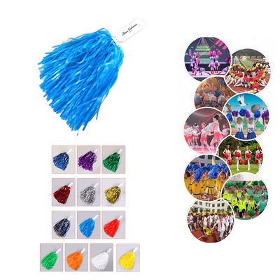 Portable Colorful Cheerleading Pom With Plastic Handle