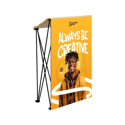 Angled Wide Portable Podium Kit - Vinyl Banner + Hardware