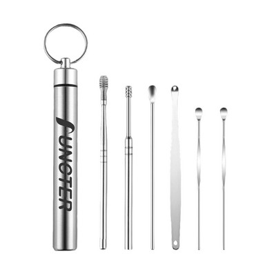 Stainless Steel Ear Pickers 6 Piece Alloy Storage Set