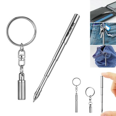 Stainless Steel Mini Retractable Keychain Pen