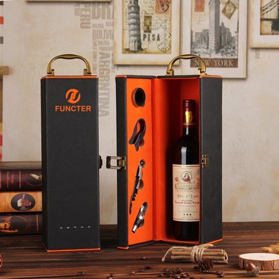 PU Leather Wine Bottle Gift Box Wine Tool Set