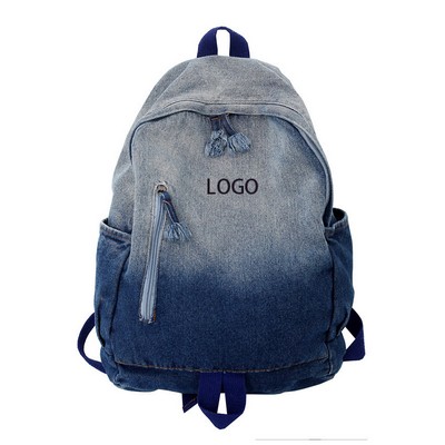 Fashion Washed Gradient Denim Backpack