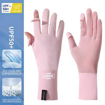 Unisex Full Finger UV Protection Gloves with Touchscreen and Extended Sun Protection Wrist Guards