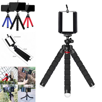 360 Degree Rotatable Sponge Tripod Stand – Universal Phone & Camera Holder, Flexible Legs