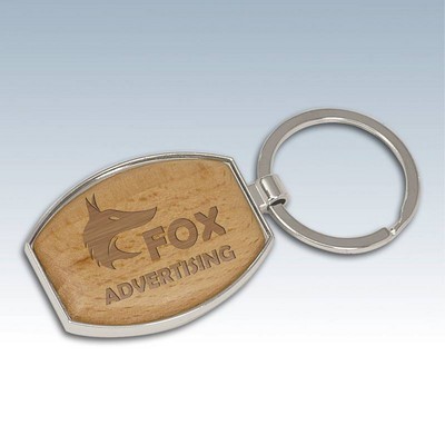 Silver and Wood Oval Key Chains