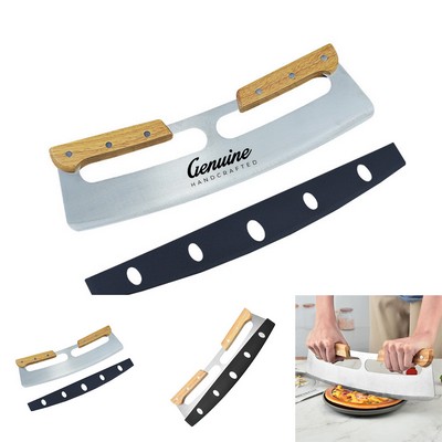 Pizza Rocker Cutter with Wooden Handle