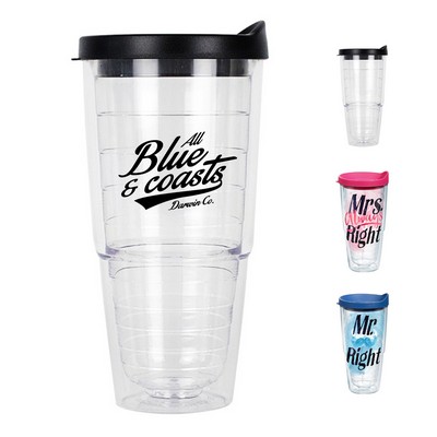 24oz Double-Layer Plastic Threaded Tumbler
