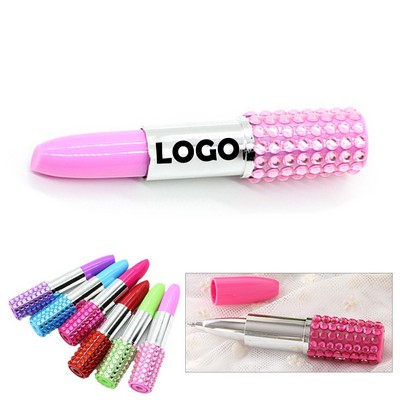 Cartoon Rhinestone Lipstick Ballpoint Pen