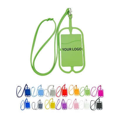 Silicone Phone Card Holder With Detachable Lanyard