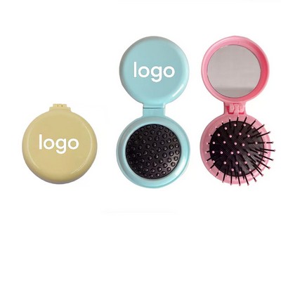 Folding Portable Hair Comb With Mirror