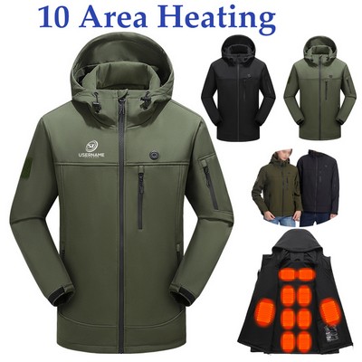 USB Electric Heated Jacket Winter Men Hooded Waterproof Electric Heated Jacket