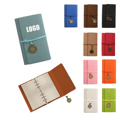 A6 Loose-Leaf Notebook With Binding Straps