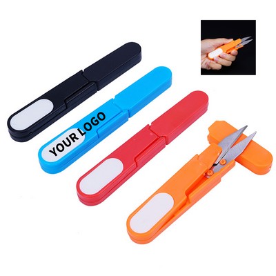 Compact Mini U Shape Metal Scissor With Cover