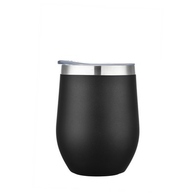 Endura 12 oz Black Double Wall SS Vacuum Wine Cup