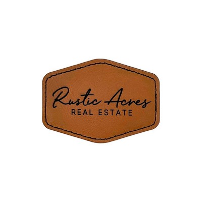 3.5" x 2.5" Hexagon Iron-on Leatherette Patch