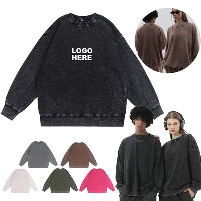 Custom Unisex Oversized Hoodies Vintage Hoodie Casual Pullover Streetwear Crewneck Sweatshirt