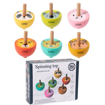 6Pcs Wood Spinning Tops Toy for Kids