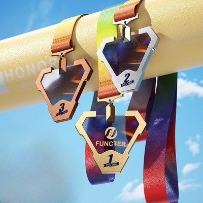 Triangle Crystal Zinc Alloy Award Medals Place Trophies For Competitions