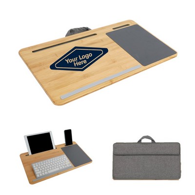 Eco Bamboo Lap Desk with Mouse Pad and Slots